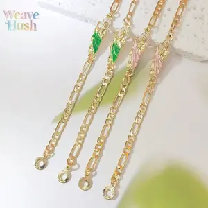 Vintage Religious Saint Jude Bracelet, 18K Gold Plated Figaro Chain with Green Enamel Design, Classic Catholic Faith Jewelry for Men & Women, Durable Stylish Charm Bracelet for Daily Wear, Church, Prayer & Meaningful Religious Gifting