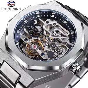 Men's Skeleton Mechanical Luminous Luxury Waterproof Octagon Shape Watch