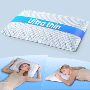 2.6" Ultra Thin Memory Foam Pillow with Cool-to-Touch Cover, Low Profile Flat Bed Pillow for Back & Stomach Sleepers, Standard Size
