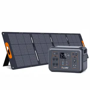 ALLWEI LiFePO4 Solar Generator 1200W(Peak 2400W) with 1 * 200W Solar Panel, Fast Charge in 1.5Hrs, 1008Wh Portable Power Station, 4* AC Outlet, UPS Mode, Outdoor Generator for RV Camping Emergency