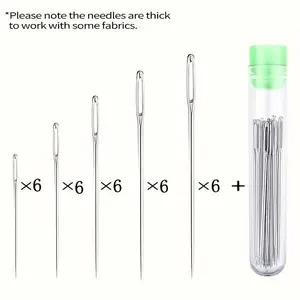 30pcs Large Eye Needles, Sewing Needles Large Eye Hand Sewing Needles, Transparent Storage Tube, Handmade DIY Sewing Accessories, Sewing Supplies