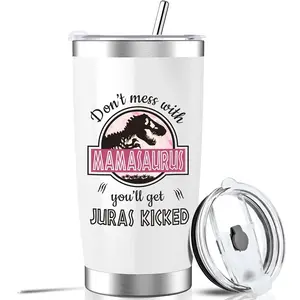Funny Mamasaurus Tumbler 20oz, Mother's Day Gift for Mom - Drinkware Flasks Beverage Portable Bottles Insulation Reusable Aesthetic Stylish Bottled