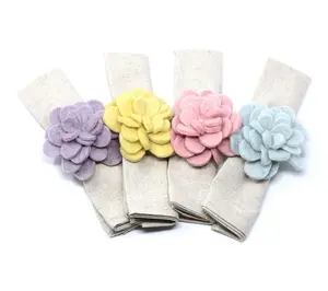 Global Crafts Set of 4 Felt Pastel Zinnia Napkin Rings