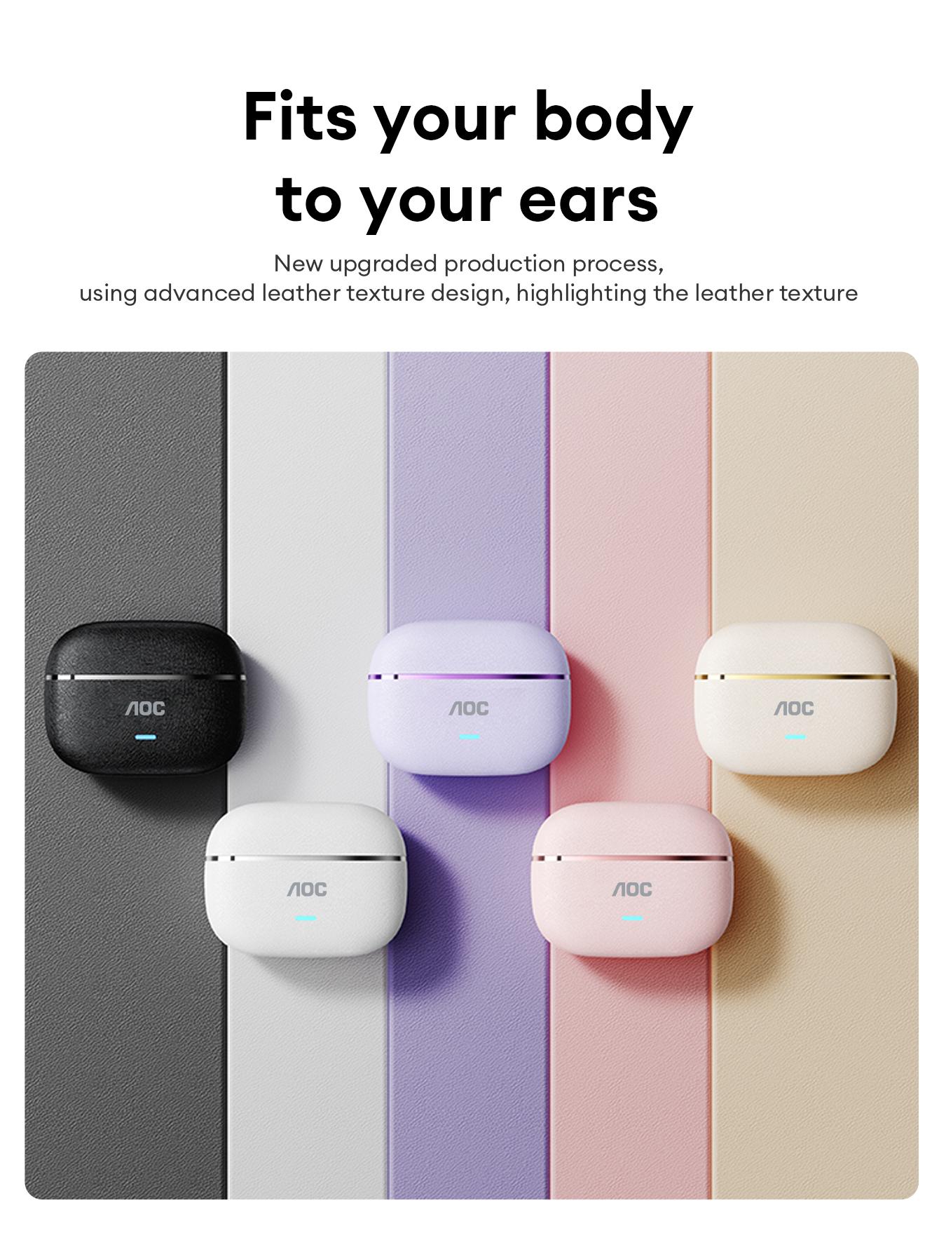 AOC ACD1501 Clip-On Wireless Headphones with 2025 Bluetooth 6.0, Faster & Stable Connection, Low Power Use, IPX5 Waterproof Audio Earbuds for Music & Calls, Comfortable for Sports & Workouts