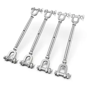 Turnbuckle, 4 Pack 1/4" (M6) 304 Stainless Steel Turnbuckles for Cables Wire, Closed Body Design, 1600 lbs Working Load Limit - Heavy Duty Wire Tensioner for Shade Sail Hardware, Clothesline