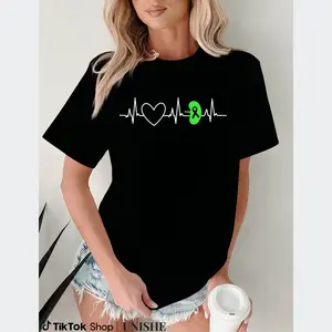 Cotton Kidney Awareness Shirt Featuring Heartbeat and Organ Donor Theme