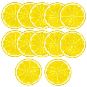 12Pcs Fake Lemon Slices Artificial - Fruit Party Decorations Fake Lemon Fruit Decorations for Party Lemon Kitchen Decoration - Simulation Yellow Lemon Home - 2 Inch Plastic Vegetable Decor Kitchen