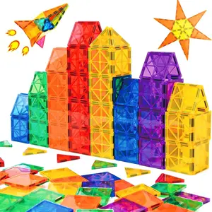 Large Stacking Blocks Set, Stem Magnetic Blocks, Creative Play, Develop Spatial Thinking, Gift for Boys and Girls, Choking Hazard Warning