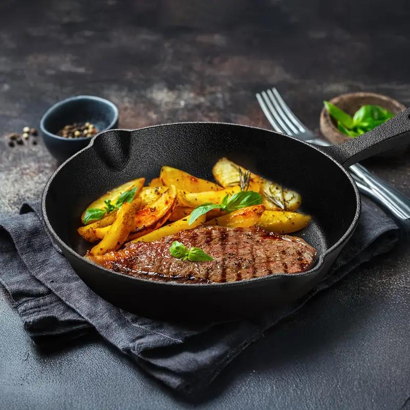 Cast iron Skillets 3 Piece Set, Chefs Pan, Pre Seasoned Cast iron Skillets, 6, 8 & 10 Inches, Easy Use in the Oven, Stove, Grill, or Campfire, Black Dish Lightweight Cookware Indoor Oil