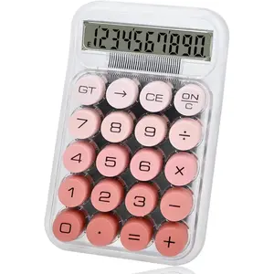 Jelly Clear Body Calculator – Pink Gradient Keys, Retro Design, Portable Battery Powered Calculator for Office, Home, School