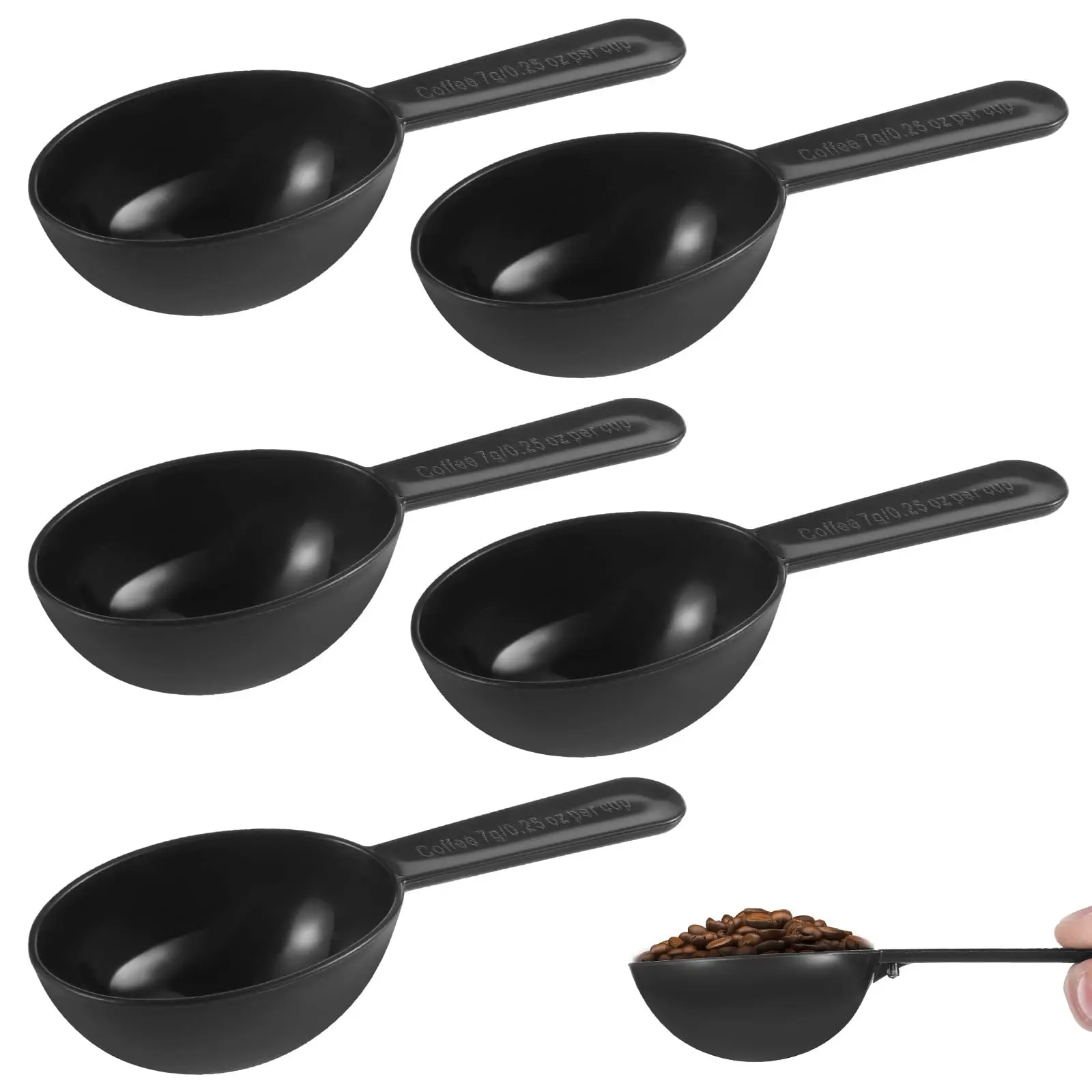 Small Scoops For Canisters  5 Pack Plastic Scoopers Containers Black Coffee Measuring Scoop Tea Sugar Cereal Milk Spices(7g)