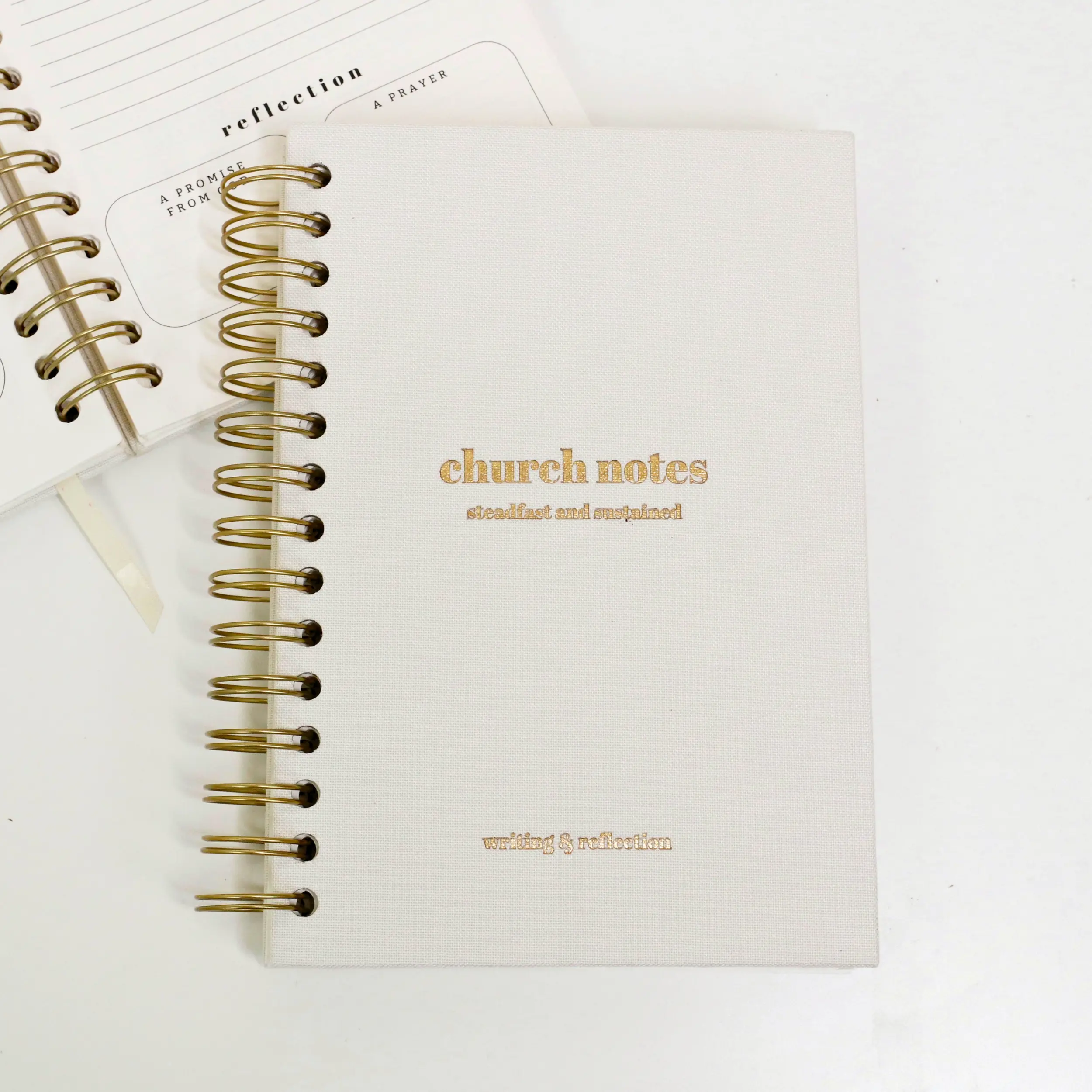 Church Notes Journal by Steadfast and Sustained | Guided Christian Sermon Notebook with Prompts for Key Points, Scripture, Prayer & Reflection | Spiral Lay-Flat, Engraved Linen Hardcover | Faith-Based Gift for Men and Women