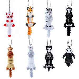 8-Piece 3D-Printed Articulated Keychain Set with Unique Designs Like White Bone Fox Orange Fox Bat and More Perfect for Wedding Favors Birthday Gifts and Party Favors