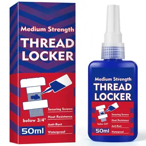 Thread Lock Blue 1.69 Fl oz/50 ml Medium Strength, Lock & Seal Nuts, , Fasteners and Metals, Blue Threadlocker Against Losening and Leakage