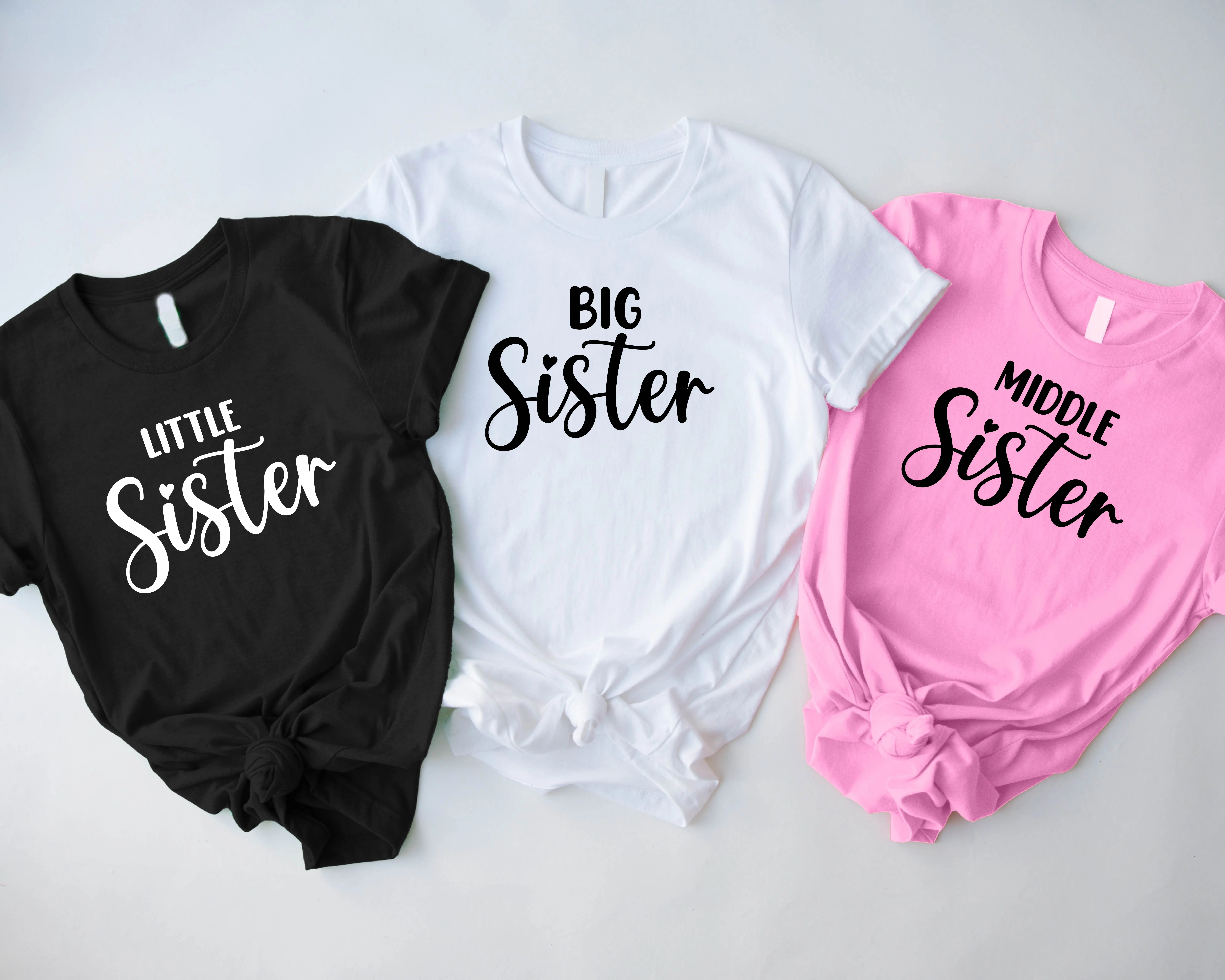 Sisters Matching T-shirts, Big Sister Shirt, Middle Sister Tee, Little Sister T-shirt, Funny Siblings Shirts, Besties For Life Tee, Sisters Vacation T-shirt, Sisters Bestfriends Shirt