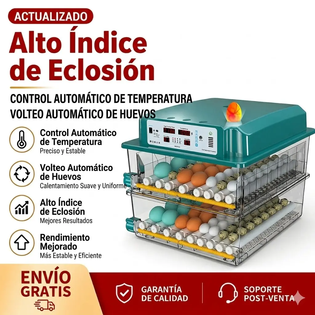Esta incubadora automática de huevos, completamente nueva, cuenta con control automático de temperatura y función de volteo de huevos. Está diseñada específicamente para uso agrícola y es apta para incubar huevos de gallina, pato, ganso y codorniz.