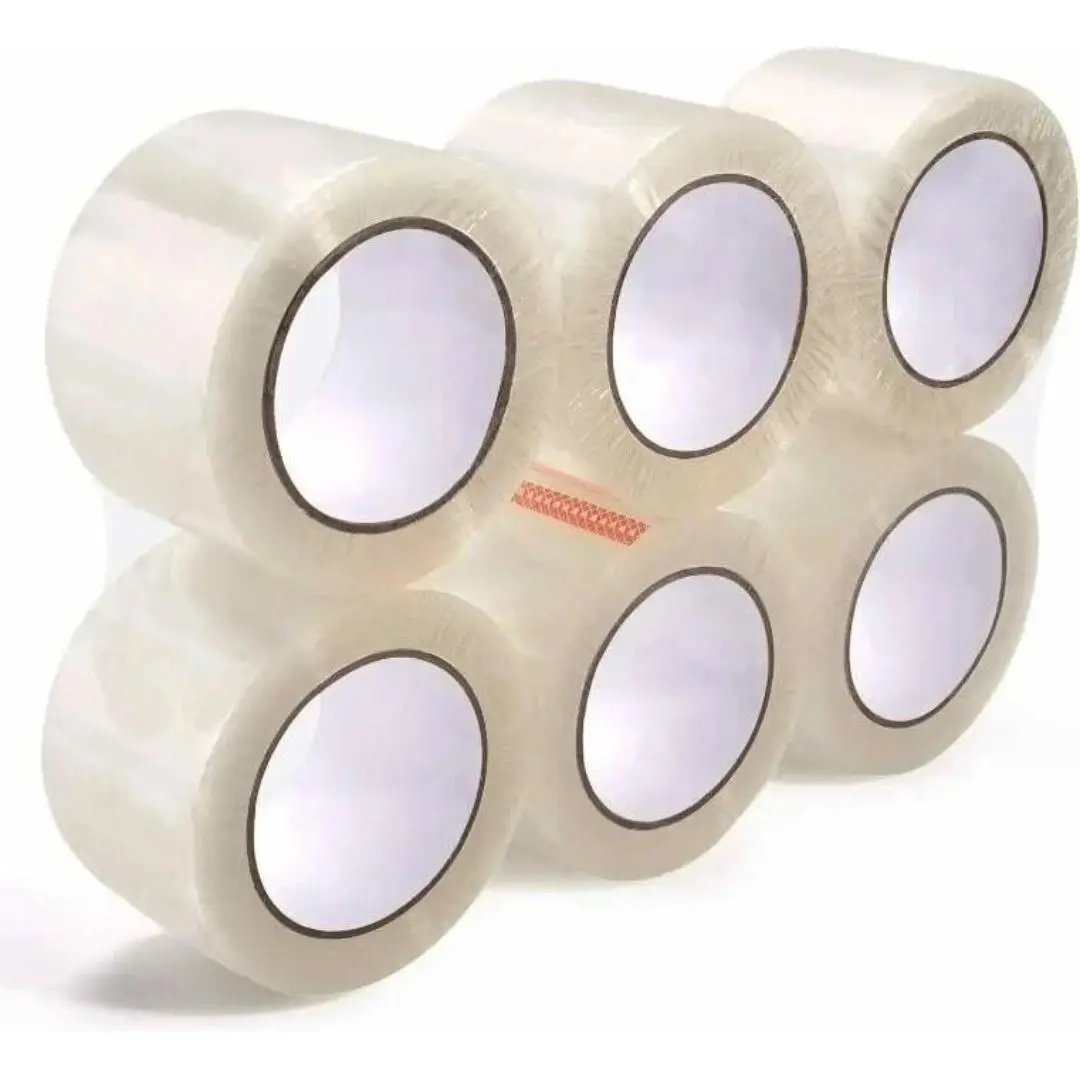 Premium Clear Packaging Tape 2 Inch Wide Rolls for Moving Shipping & Box Sealing | Heavy Duty Ultra Transparent Strong Adhesive BOPP Refill Packing Tape | Long Lasting Commercial Grade Courier Supplies for Home Office & Warehouse | Bulk Pack of 6