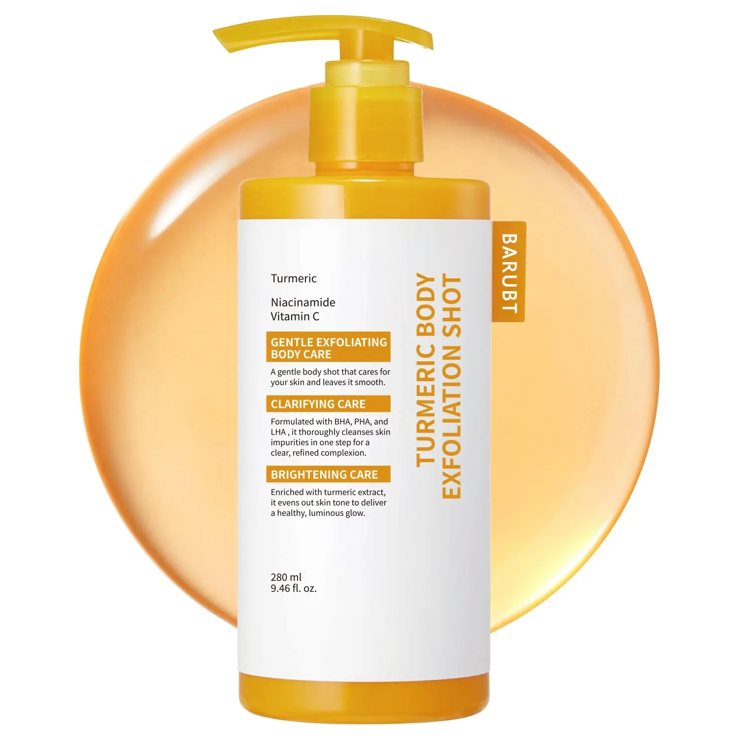 BARUBT Kojic Acid Turmeric Peel Shot — a gentle exfoliator that helps achieve radiant, smooth skin; cares for clogged pores, congested pores, dead skin cells, and blackheads.