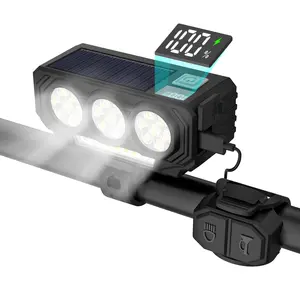 BUCKLOS 21-LED Super Bright Bike Headlight, 900LM Solar & USB Rechargeable, Waterproof Daytime Running Light, Ebike Accessories for MTB Off-Road Cycling & Commuting