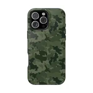 Camouflage Tough Case for iPhone, Green Camo Phone Case, Hunting Gift, Mens Phone Cases 17 16 15 14 13 12 11