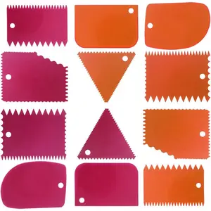 Cake Scraper Smoother Tool Set,  12 Cake Smoothing Cutter Plate Tool Combo, Cake Icing Scrapper Cake Edge Decorating Tool.