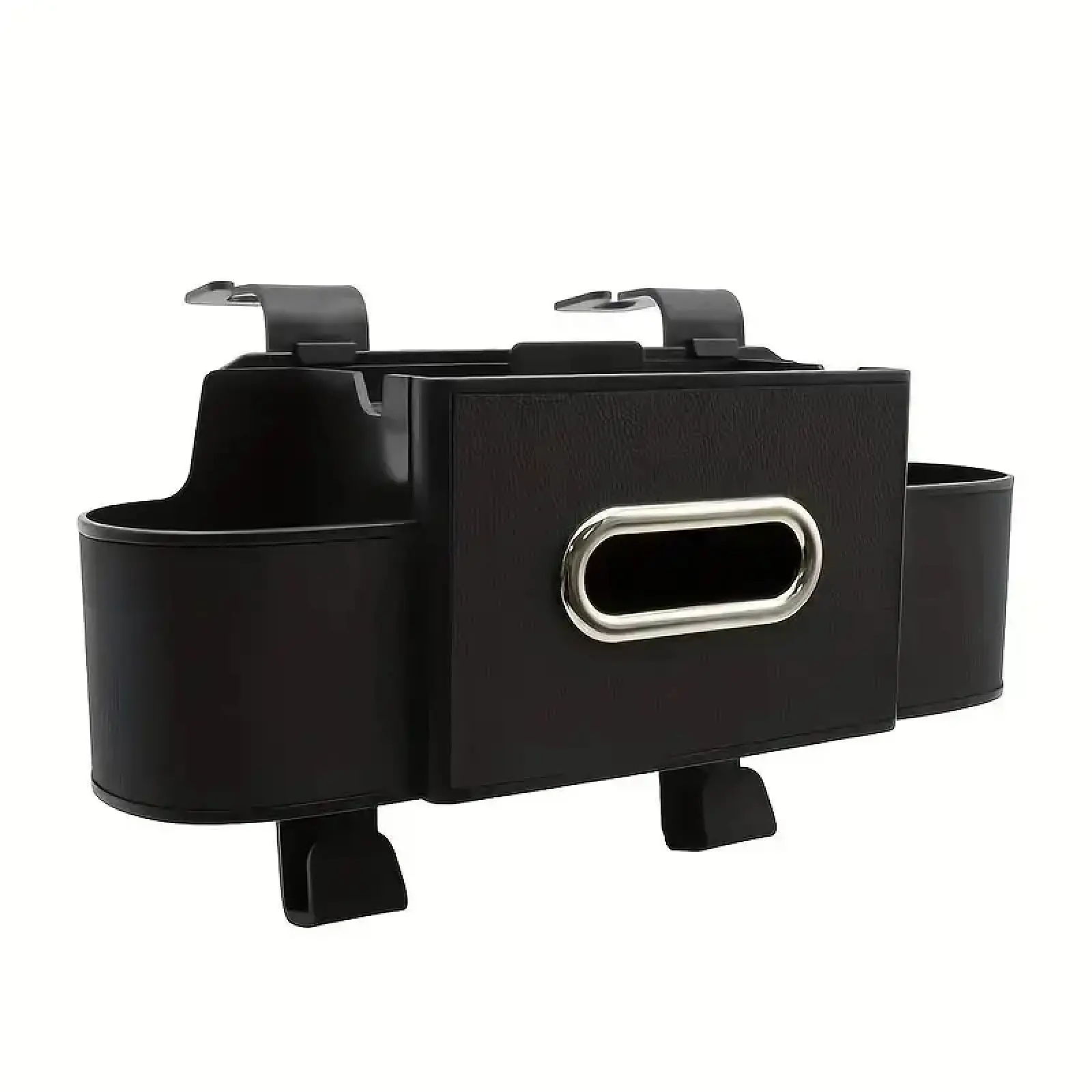 Car Seat Rear Storage Box - Modern, Compact Synthetic Organizer with Cup Holder, Tissue Box Holder, Hook - Ideal for Road Trips, Family Adventures, Minimalist