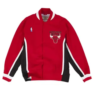 Mens Mitchell & Ness NBA 1992-93 Authentic Warm Up Jacket Red Chicago Bulls