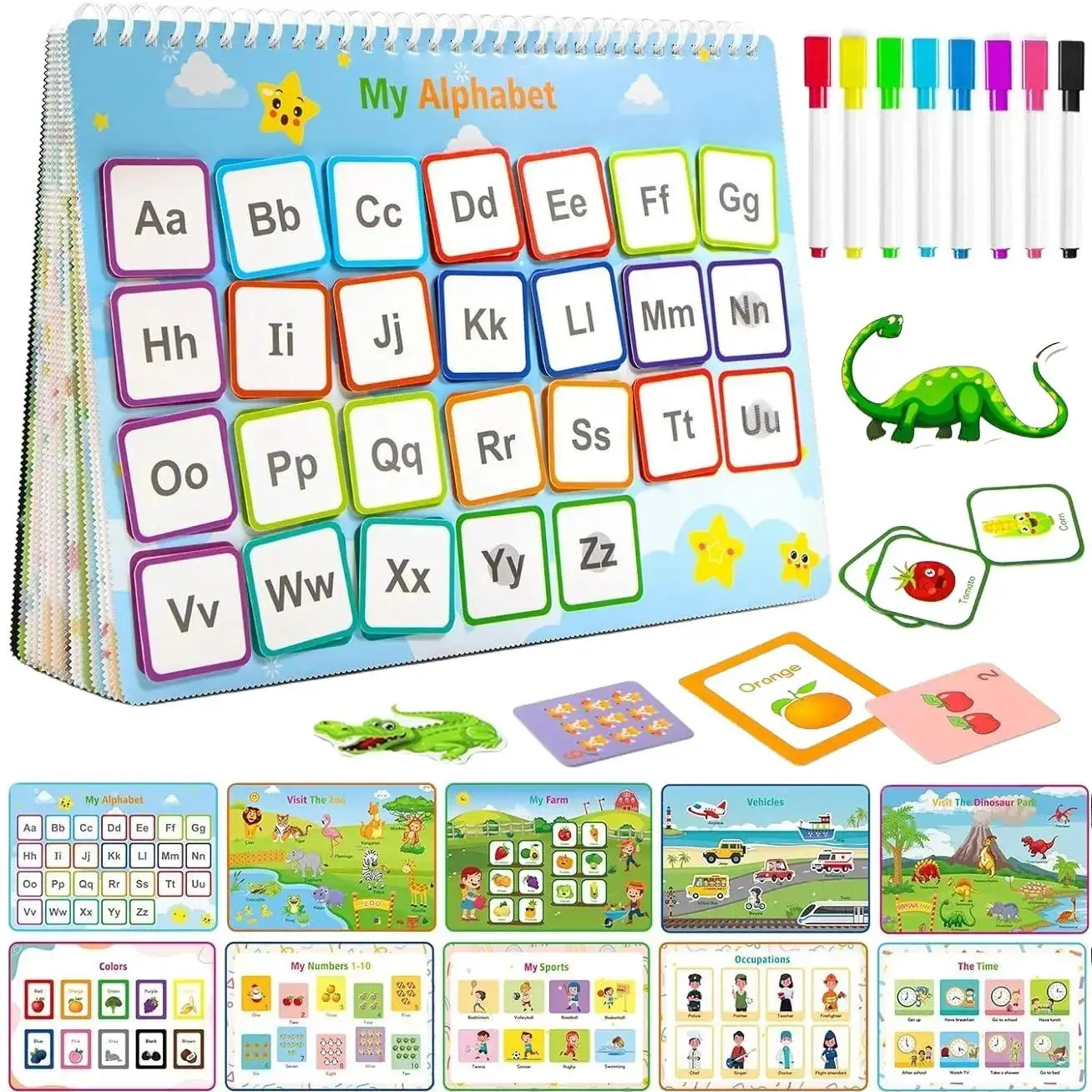 Busy Book Preschool Learning Activity for Toddlers,Educational Toys for boys and girls,Kids Language Toys,Travel Essentials,Birthday Gifts