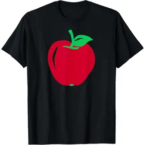 Red Apple Printed T-Shirt for Women Men Summer Casual Short Sleeve Crew Neck Graphic Tees Soft Comfortable Everyday Wear