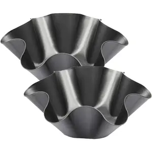 2 Pack 8.5" Nonstick Large Taco Shell Bowl - Carbon Steel Tortilla Maker Shell Pans Baking Molds Tostada for Frying Salad Bowls