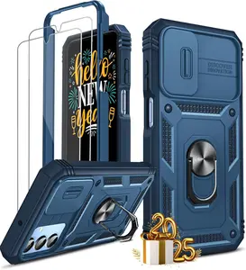 LeYi Cell Phone Case Cover Galaxy A15 5G and Screen Protector, Magnetic Stand, Shockproof Protection for Smart A 15 5G Pure Color