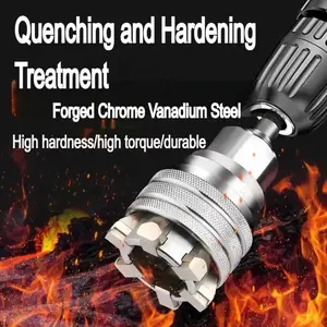 Universal Adjustable Socket Wrench – One size fits 6! Works with ratchet, torque wrench & power drill. Say goodbye to messy tool kits