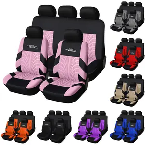 AUTOYOUTH 5-Seater Universal Cute Car Seat Covers, Stylish Polyester Fabric Seat Protectors for Front & Rear Seats, Protects Against Stains & Scratches, Airbag Compatible, Fits Most Cars SUVs Vans Trucks, Car Interior Accessories, Holiday Gifts