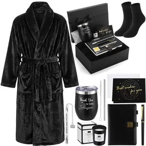9 Pcs Birthday Gifts for Men Beard Care Set for Him Father's Gifts Basket Kit Get Well Soon Gift Basket with Hooded Robe, Long Towel, Socks for Dad Grandpa Husband Boyfriend