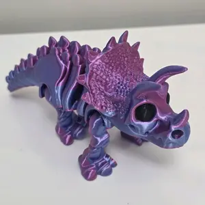 3D Printed Skelly Dinosaur with Dual Color Design - Purple