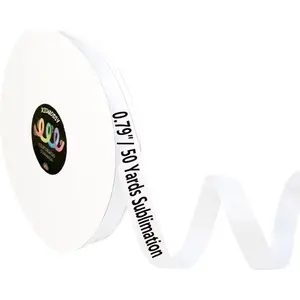 Heat Transfer White Webbing 20mm/0.79 Inch Wide 50 Yards Polyester Blank Strap Printable Roll for Sublimation Lanyards