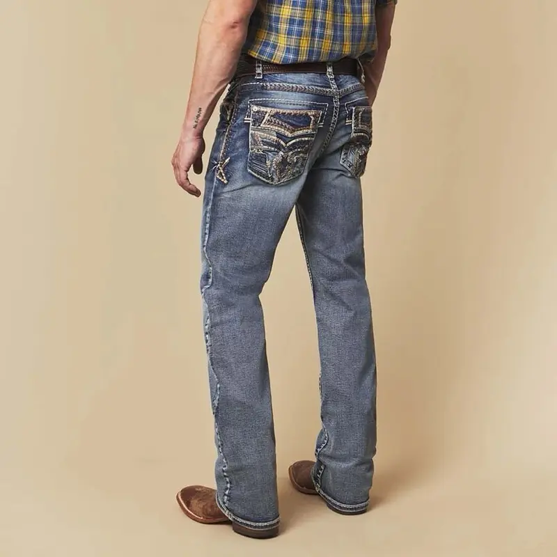 Men’s Western Blue Straight Fit Denim Jeans