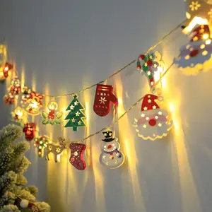 LED battery light string, Christmas tree, little deer, Christmas stocking, gloves, bells, snowflake old man, Christmas ironwork decorative lights