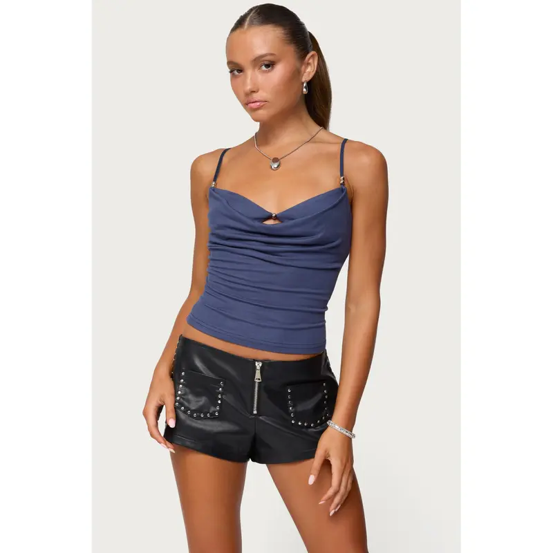 Layered Bra Cowl Neck Top