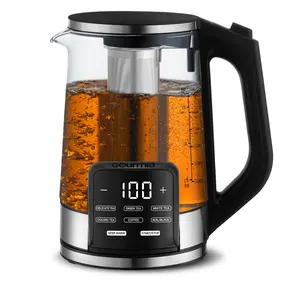Gourmia Electric Programmable Glass Kettle 1.7L with Digital Touch Display 6 Temperature Presets & Keep Warm Function, Speed Boil