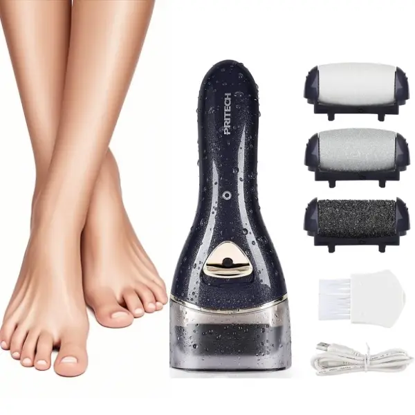 Pritech Rechargeable Portable Electric Feet Callus Remover, Great for Dry Skin Dead Skin, Severely Cracked Dry Skin, Suitable for Home and Nail Salon,