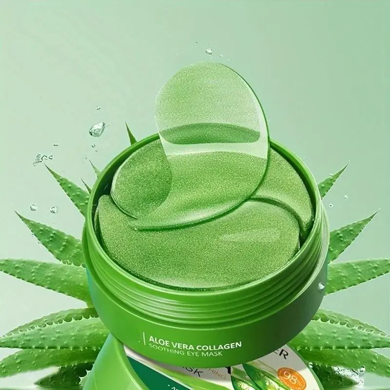 Aloe Vera & Collagen Crystal Eye Mask, 60pcs/box Moisturizing Eye Treatment Mask, Firming and Hydrating Eye Masks, Eye Care Product for Women & Men, Hydrating Eye Treatments, Collagen Eye Patches, Under Eye Patches