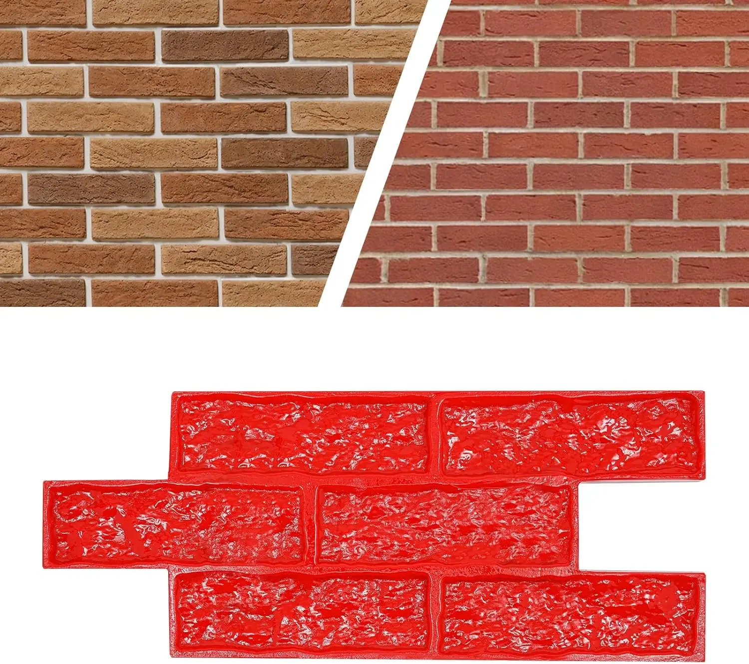 Realistic Concrete Texture Mat Concrete Stamping Mold Cement Stamp for Decorative Wall & Floor Concrete Imprinting, Red (19.29 * 7.87 in)