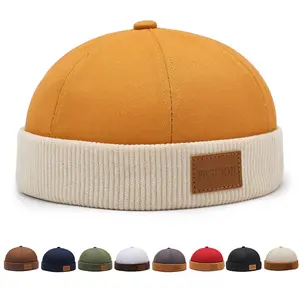 Fashion Brimless Hat Vintage Streetwear Hip Hop Adjustable Docker Cap Dome Hat for Women Men