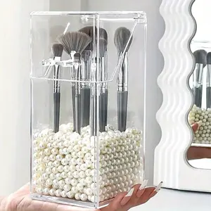 1 Pcs Dustproof Makeup Brush Holder with Lid Makeup Brush Holder Acrylic Organizer Beauty & Personal Care
