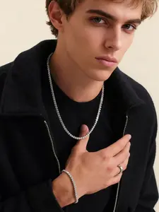 Iced Chics 2 Piece Set Tennis Chain Necklace and Bracelet, Copper Zirconia Jewelry, Men Jewelry, Street Style, All Seasons, Perfect Gift