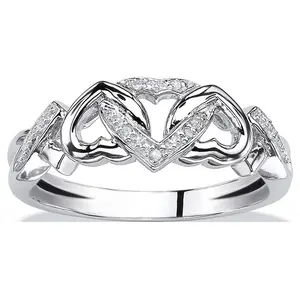Sweet zircon heart ring buckle heart design couple gift daily all-match anniversary birthday jewelry