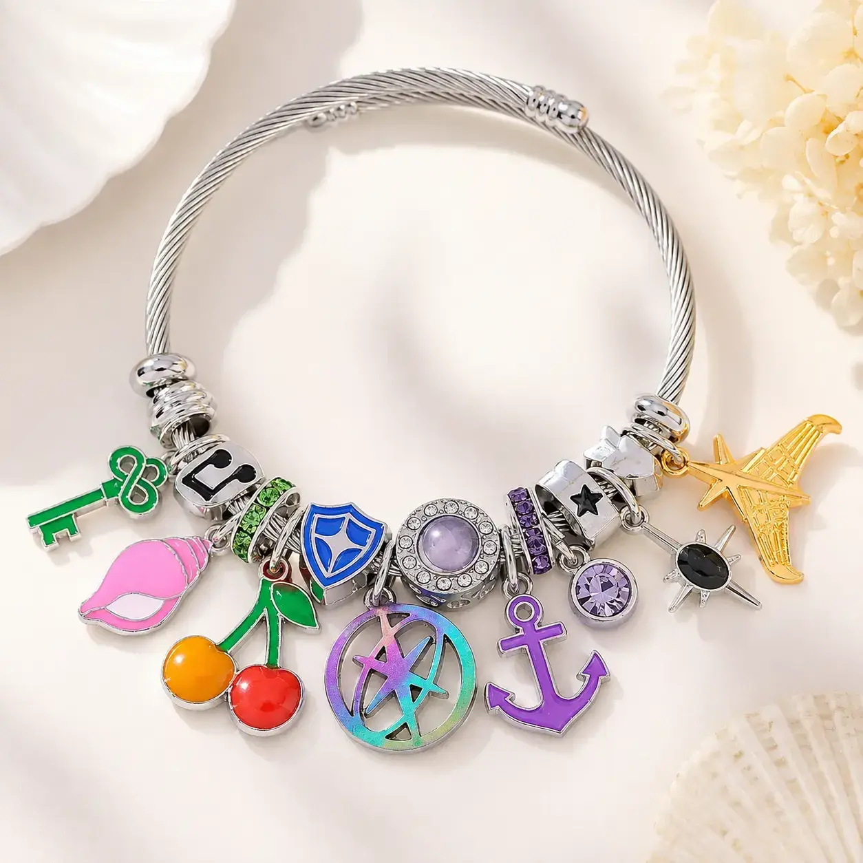 KPOP KATSEYE Themed Charm Bracelet - Celebrity-Inspired Bracelets & Bangles, Unisex Adjustable Size Mixed Beaded Wristband, Ideal Daily Wear Fan Collectible Gift