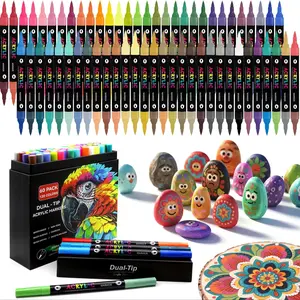 Dual Tip Acrylic Paint Markers, 120 Colors Paint Pens, Acrylic Markers for Rock Painting, Wood, Glass, Stone, Ceramic Art Supplies, Art Marker Set