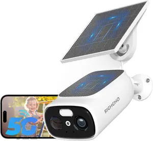 2.4G/5G WiFi Camera for Home Security with Double Solar Panels, 2K Solar Security Camera Wireless Outdoor, Color Night Vision, 2-Way Talk, Spotlight, Siren,IP66, Cloud/SD, AI Detection, Works w/Alexa